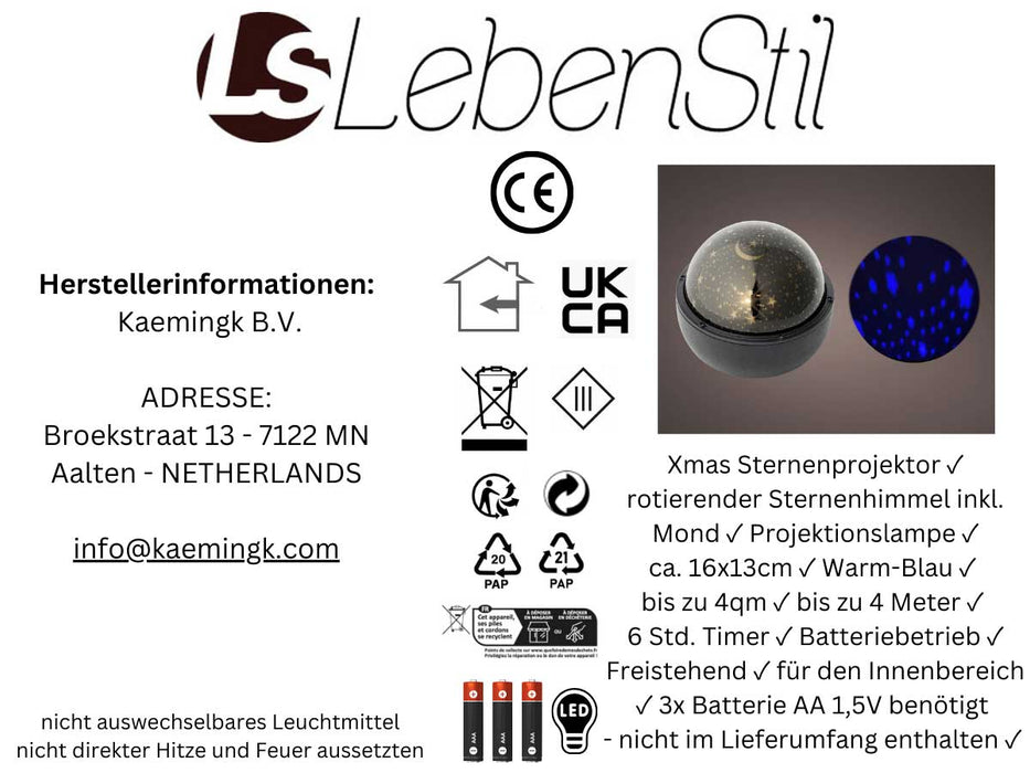 KI-generiertes Bild,LED Laser Projektor Sternenhimmel Schwarz Timer Weihnachten Beleuchtung Deko Licht