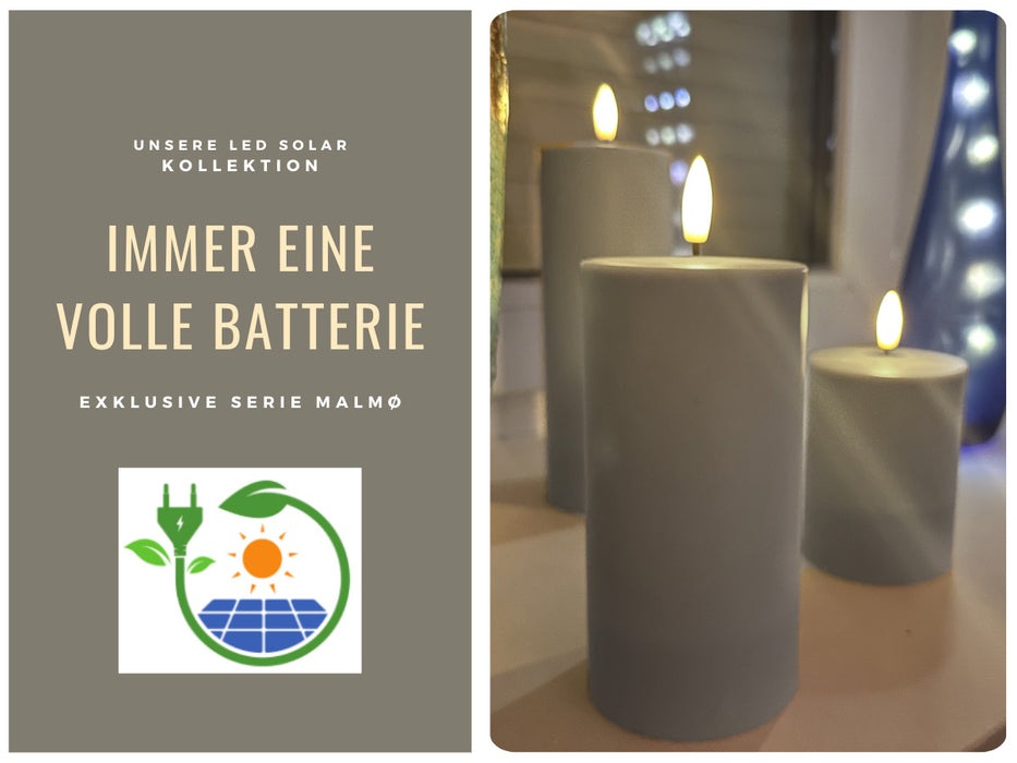 KI-generiertes Bild,Solar Outdoor LED 3D Stumpenkerze 20x7,5cm Sand Timer Kunststoff flackernde Kerze