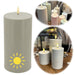 KI-generiertes Bild Solar Outdoor LED 3D Stumpenkerze 20x7,5cm Sand Timer Kunststoff flackernde Kerze