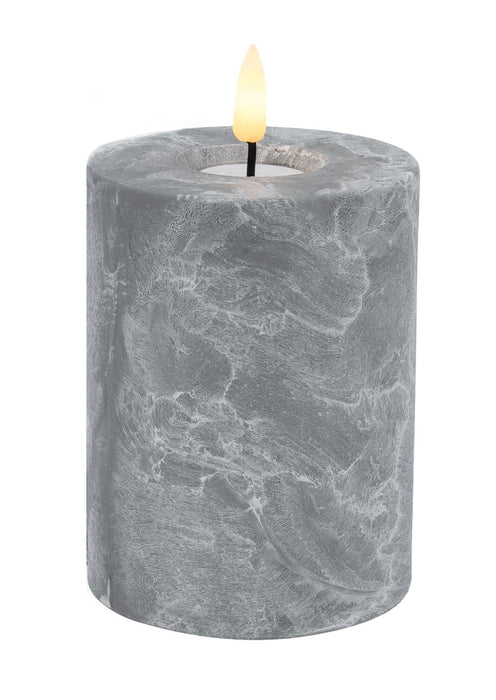 KI-generiertes Bild,LED 3D Stumpenkerze Grau 10x8cm Beton-Optik Timer flackernde flammenlose Kerze