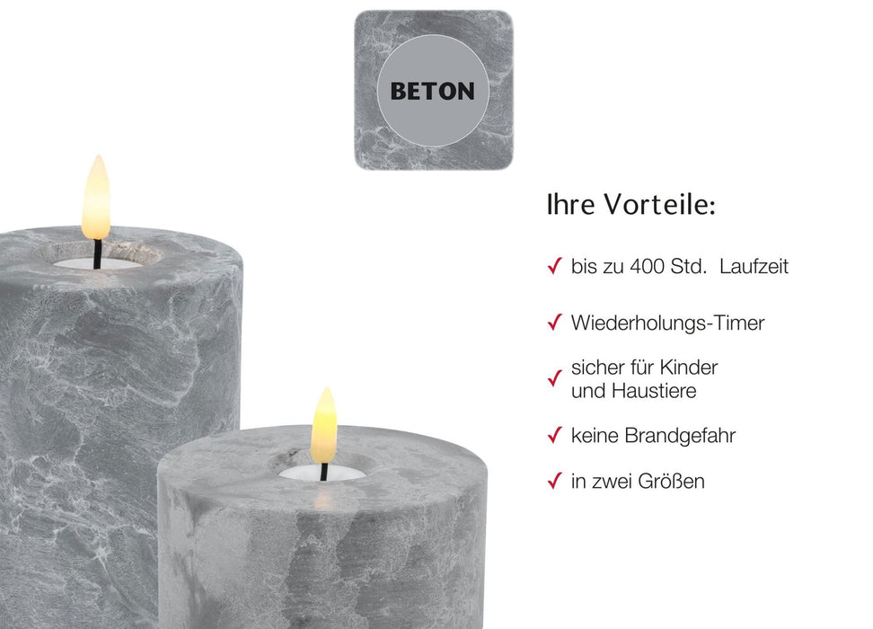 KI-generiertes Bild,LED 3D XXL Teelicht Grau 5x10cm Beton-Optik Timer flackernde flammenlose Kerze