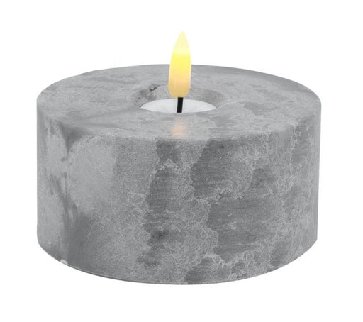 KI-generiertes Bild,LED 3D XXL Teelicht Grau 5x10cm Beton-Optik Timer flackernde flammenlose Kerze