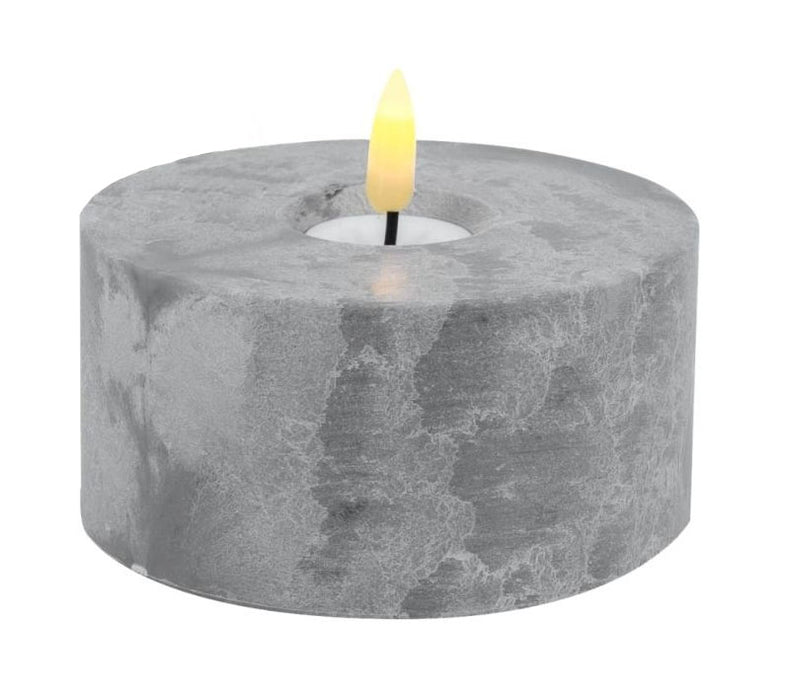 KI-generiertes Bild,LED 3D XXL Teelicht Grau 5x10cm Beton-Optik Timer flackernde flammenlose Kerze