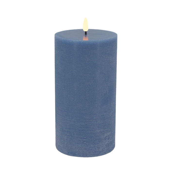 KI-generiertes Bild,LED 3D Stumpenkerze Ribe Blau 10x7,5cm Echtwachs flackernde flammenlose Kerze