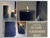 KI-generiertes Bild,LED 3D Stumpenkerze Ribe Blau 10x7,5cm Echtwachs flackernde flammenlose Kerze