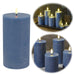 KI-generiertes Bild LED 3D Stumpenkerze Ribe Blau 20x10cm Echtwachs flackernde flammenlose Kerze