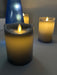 KI-generiertes Bild,3D LED Echtwachs Stumpenkerze Grau 3´er Set Fernbedienung Timer flammenlose Kerze