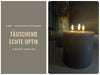 KI-generiertes Bild,LED 3D Stumpenkerze Ribe Grau 15x15cm Dreidocht Echtwachs flackernde flammenlose Kerze