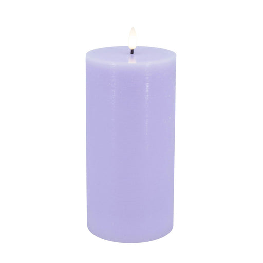 KI-generiertes Bild,LED 3D Stumpenkerze Ribe Lila 20x10cm Echtwachs flackernde flammenlose Kerze