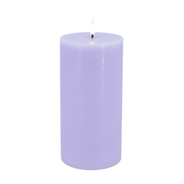 KI-generiertes Bild,LED 3D Stumpenkerze Ribe Lila 20x10cm Echtwachs flackernde flammenlose Kerze