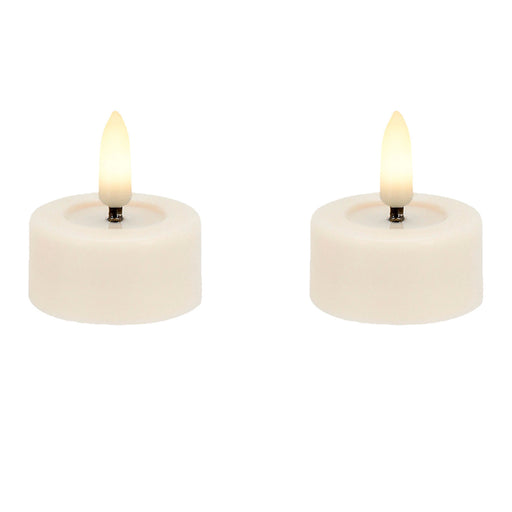 KI-generiertes Bild,2x LED 3D Teelichter Ribe Creme 4,5cm Echtwachs Spiegel flackernde flammenlose Kerze