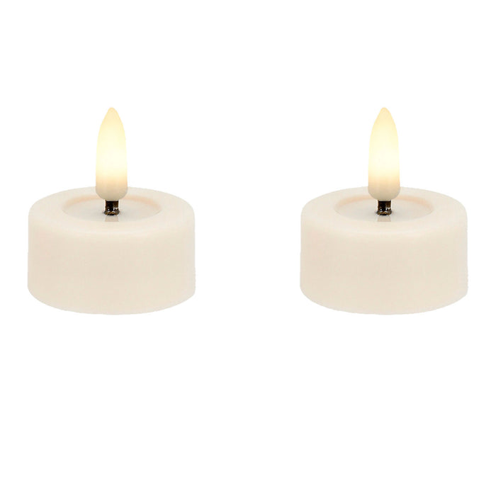 KI-generiertes Bild,2x LED 3D Teelichter Ribe Creme 4,5cm Echtwachs Spiegel flackernde flammenlose Kerze