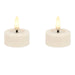 KI-generiertes Bild,2x LED 3D Teelichter Ribe Creme 4,5cm Echtwachs Spiegel flackernde flammenlose Kerze