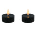 KI-generiertes Bild,2x LED 3D Teelichter Ribe Schwarz 4,5cm Echtwachs Spiegel flackernde flammenlose Kerze