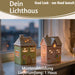 KI-generiertes Bild, LED Lichterhaus Nyhavn 19cm Rosa Keramik Fachwerkhaus Leuchthaus