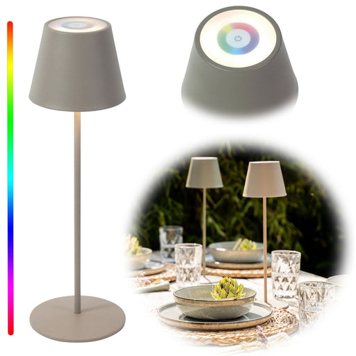 KI-generiertes Bild LED Touch RGB Tischlampe Ribe Taupe 38cm kabellos Tischleuchte Dimmer Outdoor