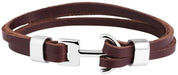 KI-generiertes Bild,Elegantes Unisex Lederarmband 23cm List Zweifach Anker Braun Silber Echtleder