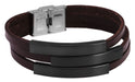 KI-generiertes Bild,Elegantes Unisex Lederarmband 21cm Palma Dreifach Braun Gravurplatten Echtleder