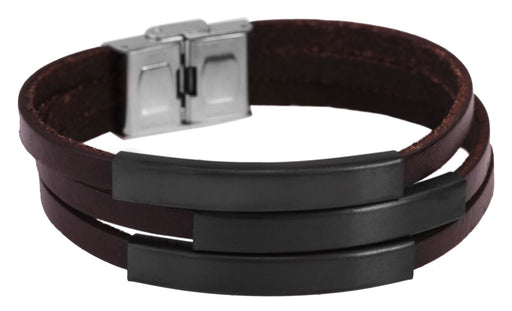 KI-generiertes Bild,Elegantes Unisex Lederarmband 21cm Palma Dreifach Braun Gravurplatten Echtleder