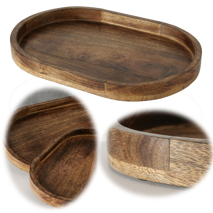 KI-generiertes Bild Deko-Tablett Mango Holz Braun 29cm Rund Serviertablett Kerzen-Schale Obst-Schale