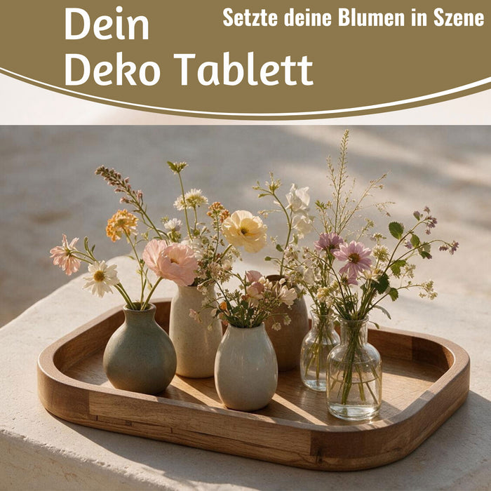 KI-generiertes Bild,Holz Deko Küchentablett Mango Braun 38x25cm Serviertablett Obstschale Brot
