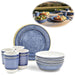 KI-generiertes Bild Camping-Geschirr Set 12-teilig Maritim Blau Weiß 4 Personen Picknick