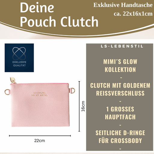 KI-generiertes Bild,Mimi's Glow Clutch Lia Rosa 22cm PU Leder Haptik Handtasche Kosmetiktasche