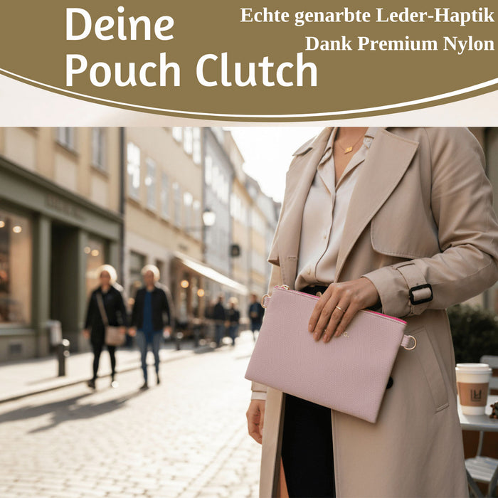 KI-generiertes Bild,Mimi's Glow Clutch Lia Rosa 22cm PU Leder Haptik Handtasche Kosmetiktasche
