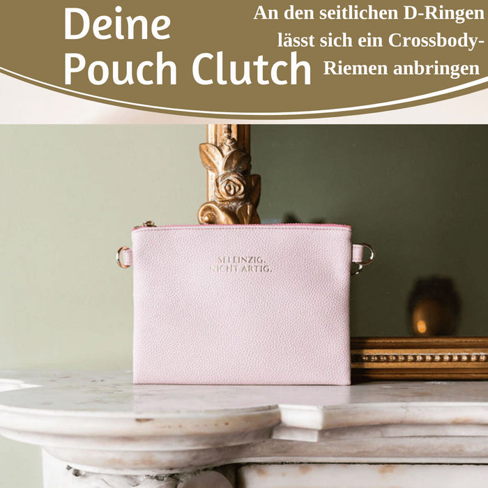 KI-generiertes Bild,Mimi's Glow Clutch Lia Rosa 22cm PU Leder Haptik Handtasche Kosmetiktasche