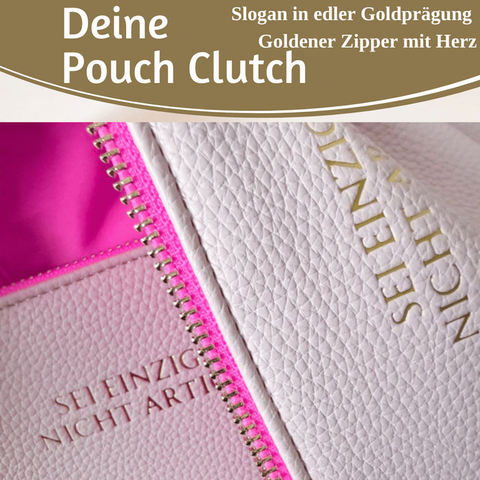 KI-generiertes Bild,Mimi's Glow Clutch Lia Rosa 22cm PU Leder Haptik Handtasche Kosmetiktasche