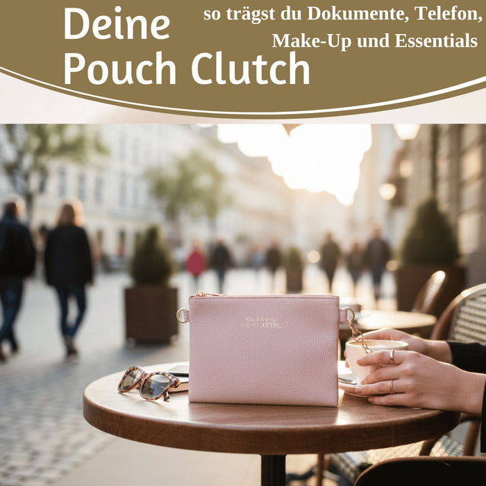 KI-generiertes Bild,Mimi's Glow Clutch Lia Rosa 22cm PU Leder Haptik Handtasche Kosmetiktasche