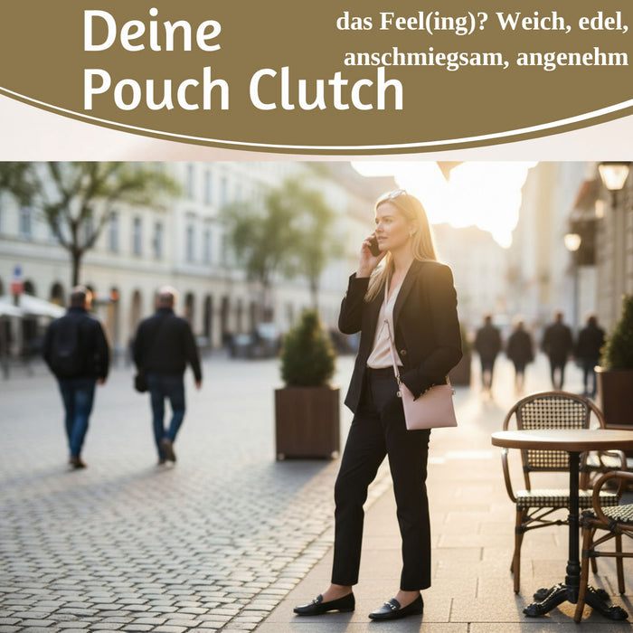 KI-generiertes Bild,Mimi's Glow Clutch Lia Rosa 22cm PU Leder Haptik Handtasche Kosmetiktasche