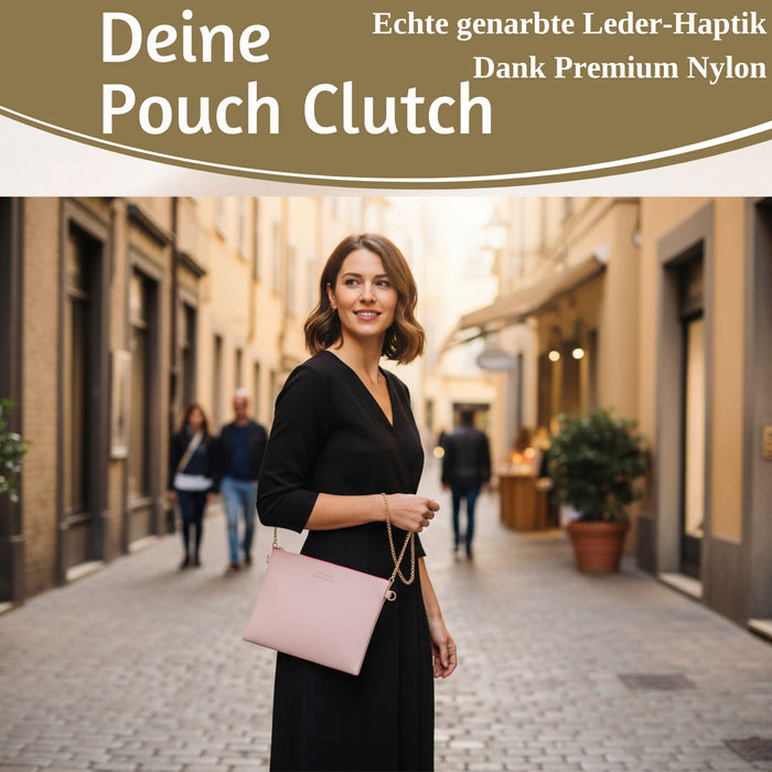 KI-generiertes Bild,Mimi's Glow Clutch Stella Rosa XL 30cm PU Leder Haptik Handtasche Kosmetiktasche