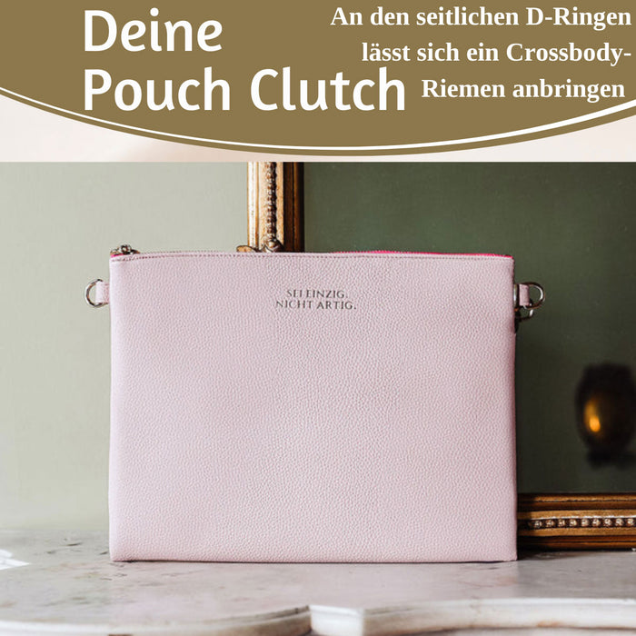 KI-generiertes Bild,Mimi's Glow Clutch Stella Rosa XL 30cm PU Leder Haptik Handtasche Kosmetiktasche