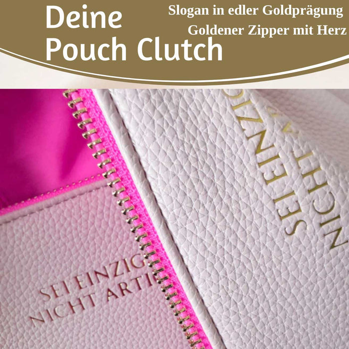 KI-generiertes Bild,Mimi's Glow Clutch Stella Rosa XL 30cm PU Leder Haptik Handtasche Kosmetiktasche