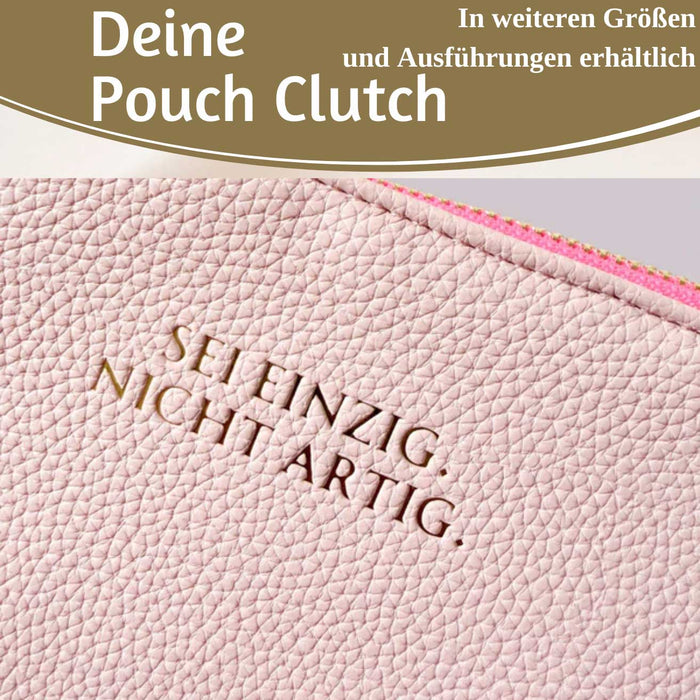 KI-generiertes Bild,Mimi's Glow Clutch Stella Rosa XL 30cm PU Leder Haptik Handtasche Kosmetiktasche