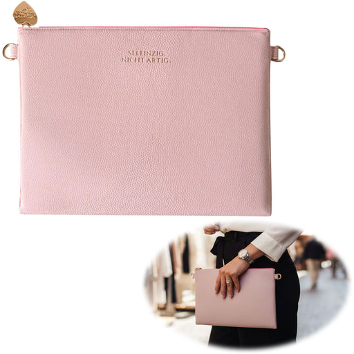 KI-generiertes Bild Mimi's Glow Clutch Stella Rosa XL 30cm PU Leder Haptik Handtasche Kosmetiktasche