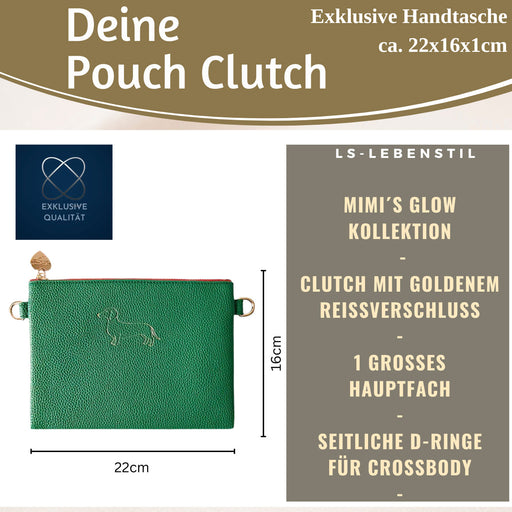 KI-generiertes Bild,Mimi's Glow Clutch Lia Dackel 22cm PU Leder Haptik Handtasche Kosmetiktasche