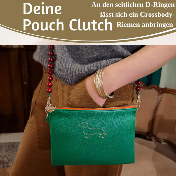 KI-generiertes Bild,Mimi's Glow Clutch Lia Dackel 22cm PU Leder Haptik Handtasche Kosmetiktasche