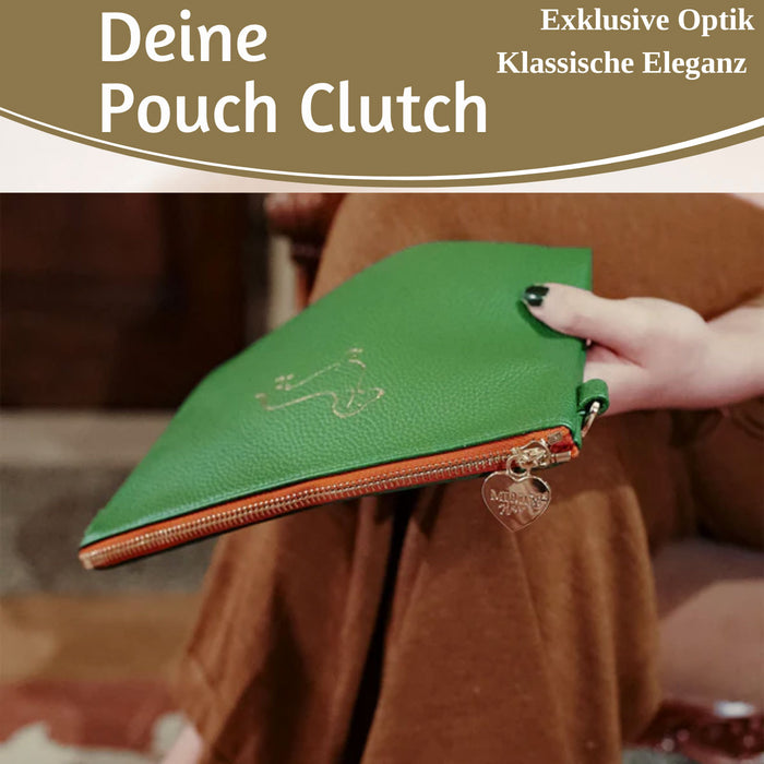 KI-generiertes Bild,Mimi's Glow Clutch Lia Dackel 22cm PU Leder Haptik Handtasche Kosmetiktasche
