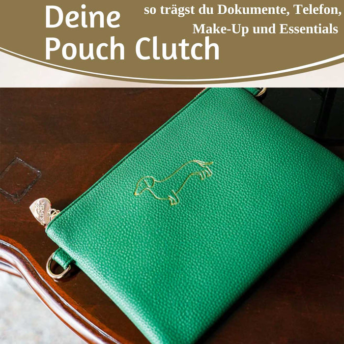 KI-generiertes Bild,Mimi's Glow Clutch Lia Dackel 22cm PU Leder Haptik Handtasche Kosmetiktasche