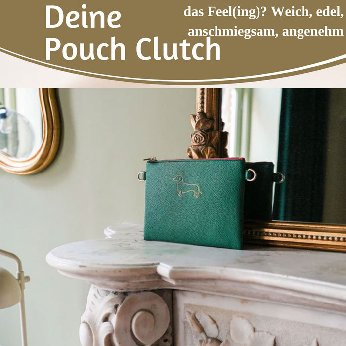 KI-generiertes Bild,Mimi's Glow Clutch Lia Dackel 22cm PU Leder Haptik Handtasche Kosmetiktasche