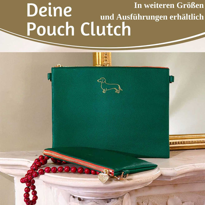 KI-generiertes Bild,Mimi's Glow Clutch Lia Dackel 22cm PU Leder Haptik Handtasche Kosmetiktasche