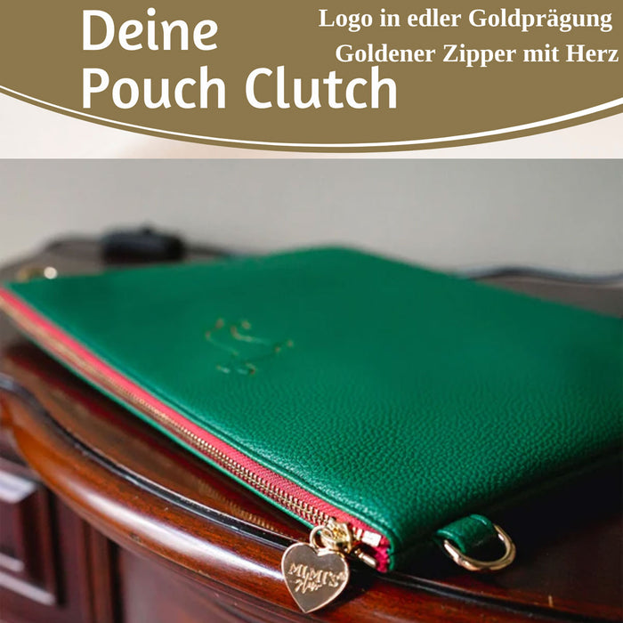 KI-generiertes Bild,Mimi's Glow Clutch Stella Dackel XL 30cm PU Leder Haptik Handtasche Kosmetiktasche