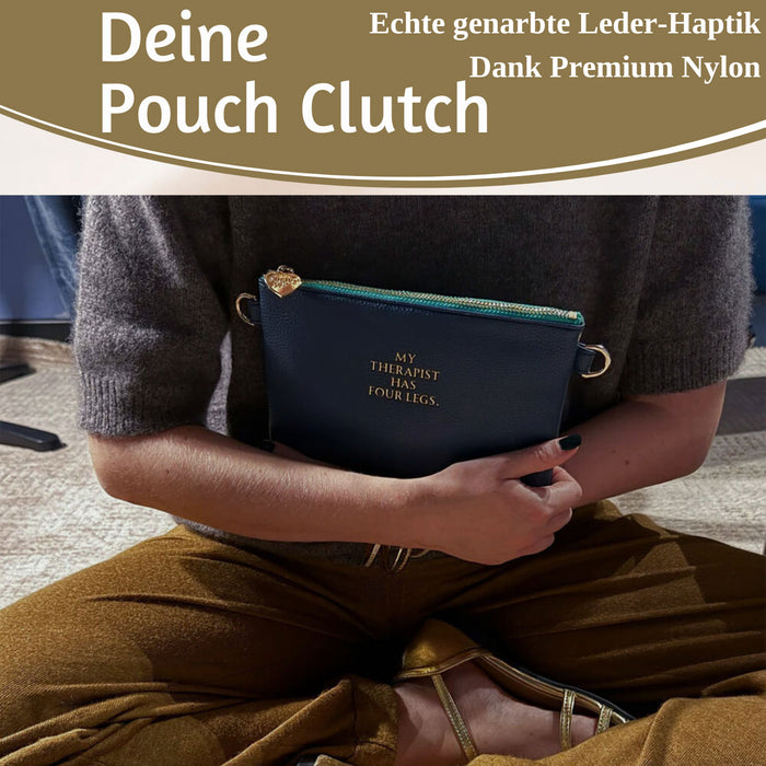 KI-generiertes Bild,Mimi's Glow Clutch Lia Navy Blau 22cm PU Leder Haptik Handtasche Kosmetiktasche