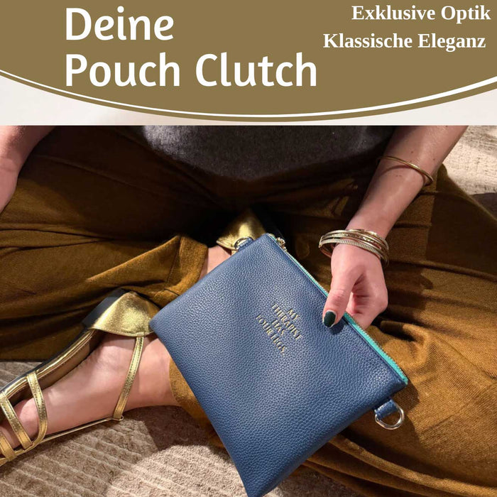 KI-generiertes Bild,Mimi's Glow Clutch Lia Navy Blau 22cm PU Leder Haptik Handtasche Kosmetiktasche