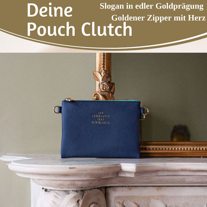 KI-generiertes Bild,Mimi's Glow Clutch Lia Navy Blau 22cm PU Leder Haptik Handtasche Kosmetiktasche