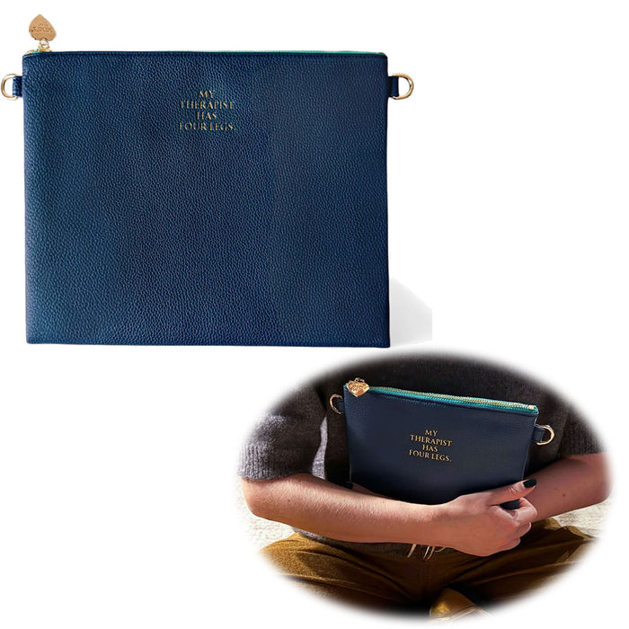 KI-generiertes Bild Mimi's Glow Clutch Lia Navy Blau 22cm PU Leder Haptik Handtasche Kosmetiktasche