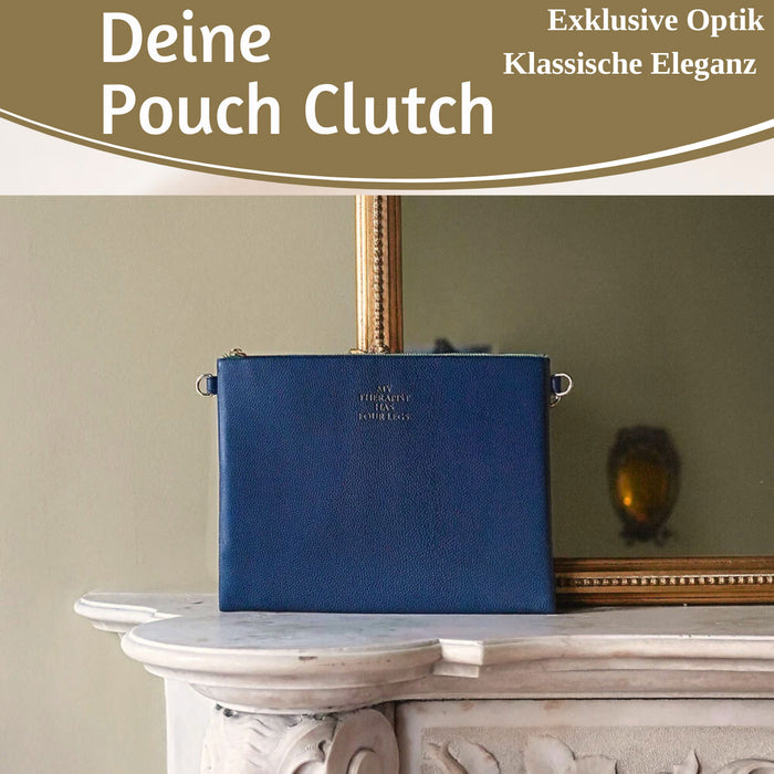 KI-generiertes Bild,Mimi's Glow Clutch Stella Navy Blau XL 30cm PU Leder Haptik Handtasche Kosmetiktasche