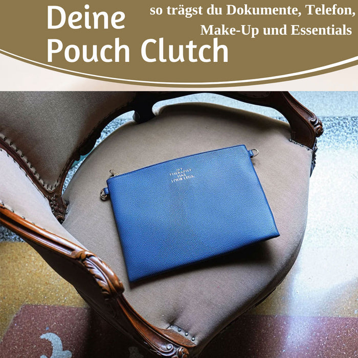 KI-generiertes Bild,Mimi's Glow Clutch Stella Navy Blau XL 30cm PU Leder Haptik Handtasche Kosmetiktasche